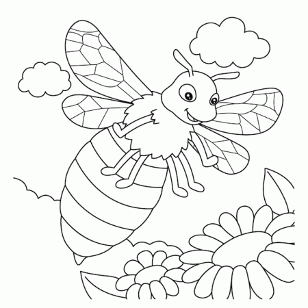 Premium Vector | Bee coloring page for kids