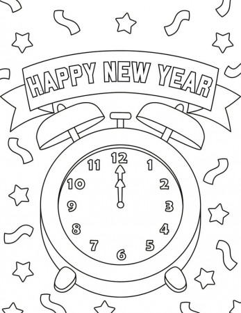 Printable New Year Coloring Pages for 2025