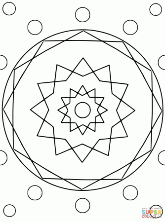 Mandala with Hexagon and Circles coloring page | Free Printable Coloring  Pages