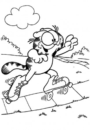 Garfield Playing Roller Skates Coloring Page | Cartoon coloring pages, Coloring  pages, Disney coloring pages