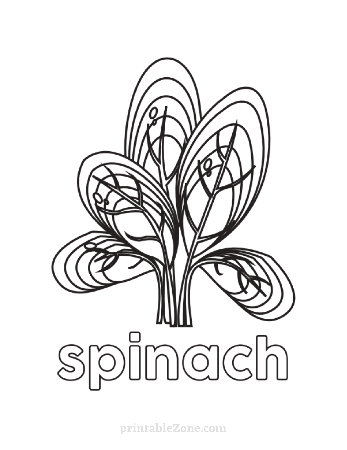 Spinach - Vegetable Coloring Page for Kids - Printable Zone