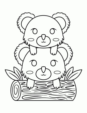 Printable Koala Mom and Baby Coloring Page