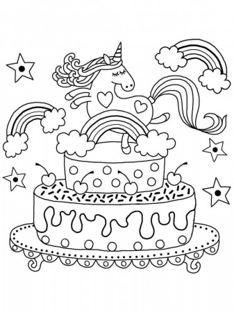 Unicorn Cake Coloring Pages Printable ...
