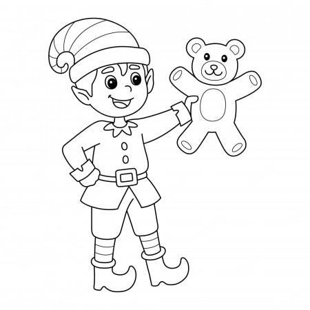 Premium Vector | Christmas elf isolated coloring page for kids