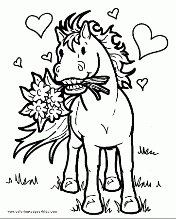 Horses Coloring Page - Horse in love