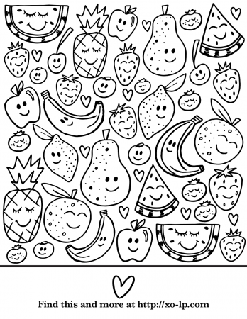 Smiling Fruit Coloring Page — XO-LP