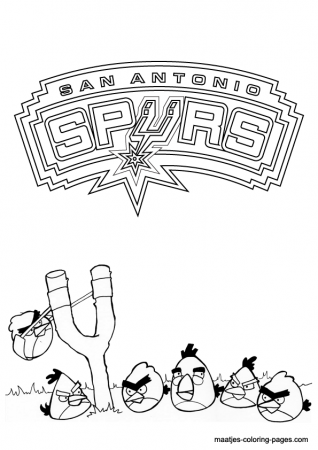 Angry Birds and San Antonio Spurs NBA coloring pages