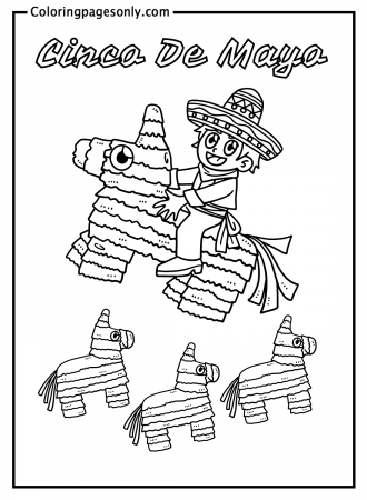 Cinco De Mayo Child Riding Pinata Coloring Pages - Cinco De Mayo Coloring  Pages - Coloring Pages For Kids And Adults