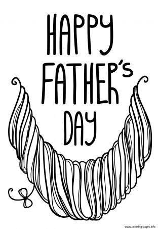 Happy Fathers Day Hipster Beard Coloring page Printable