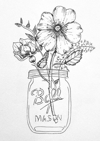 flowers in a mason jar drawing - Google Search | Flower sketches, Flower  drawing, Art drawings