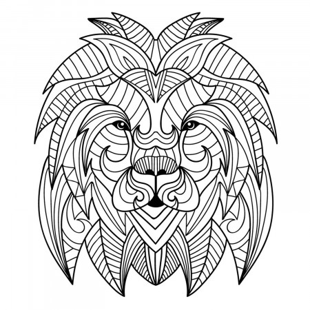 Lion head mandala - 2 - Lion Kids Coloring Pages