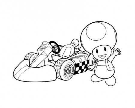 Toad and cart - Mario Bros Kids Coloring Pages