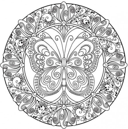 Butterfly Mandala Coloring Page - Free Printable Coloring Pages for Kids