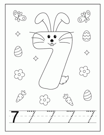 Premium Vector | Easter bunny number coloring pages for children