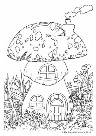 Toadstool House Colouring Picture | Forest coloring book, Enchanted forest coloring  book, Garden coloring pages