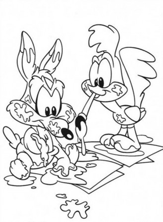 Roadrunner and Wile E Coyote Learn to Paint Coloring Pages | Batch ...