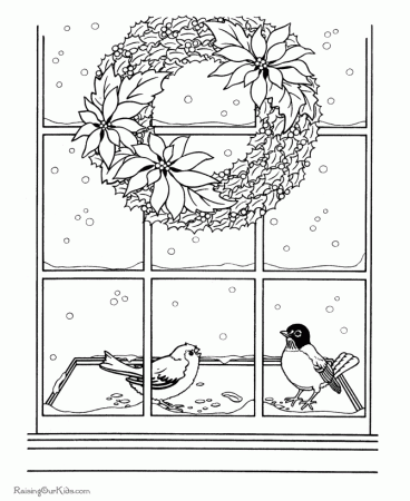 Wreaths and Flowers Christmas Coloring Pages