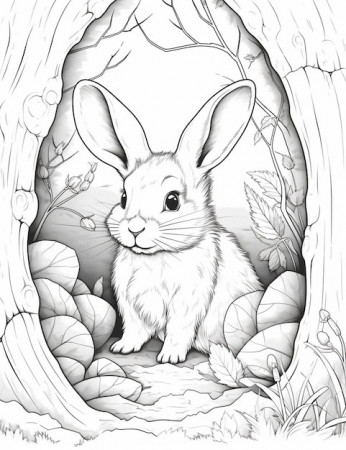 animals rabbit in a hole generative ai ...