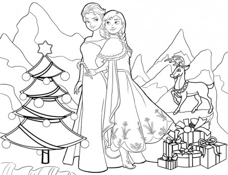Elsa and Anna Disney Christmas Coloring Page - Free Printable Coloring Pages  for Kids