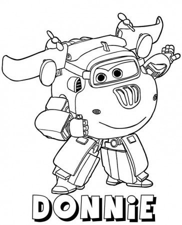 Donnie plane on free printable coloring page Super Wings