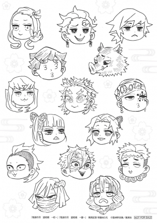 Uncolored Chibi Characters From The Official Kimetsu No Yaiba Paint Book :  r/manga