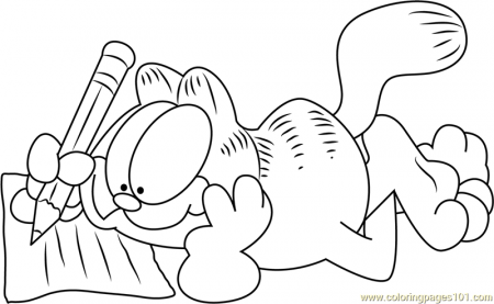 Garfield Writing Coloring Page for Kids - Free Garfield Printable Coloring  Pages Online for Kids - ColoringPages101.com | Coloring Pages for Kids