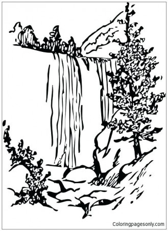 Waterfall Coloring Page Pages Printable Forest – sunoven.co