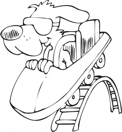 Funny Dog on Roller Coaster Coloring Page - Free Printable Coloring Pages  for Kids