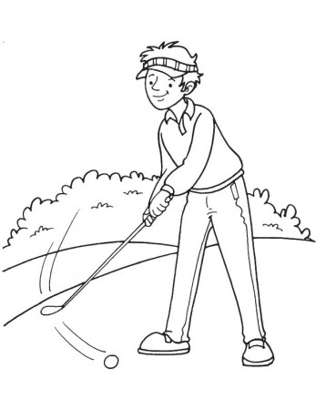 Golfer taking a tee shot coloring page | Download Free Golfer taking a tee  shot coloring page for kids | Best Coloring Pages