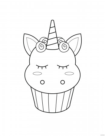 Free Unicorn Cupcake Coloring Page - EPS, Illustrator, JPG, PNG, PDF, SVG |  Template.net