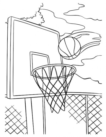 Premium Vector | Basketball hoop and ball coloring page for kids