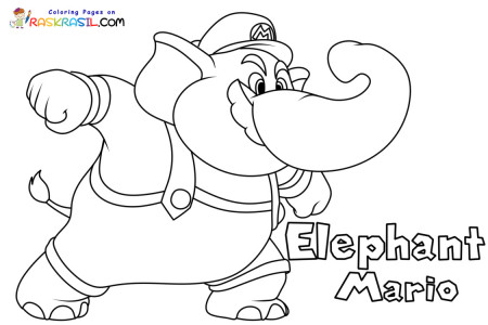 Elephant Mario Coloring Pages