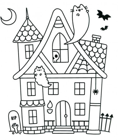 Halloween Pusheen coloring page ...