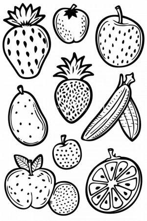 Fruits Coloring Page for Kids, Instant ...