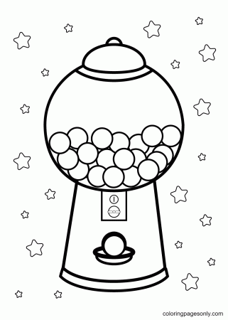 A Gumball Machine Candy Coloring Pages - Candy Coloring Pages - Coloring  Pages For Kids And Adults