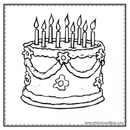 Fancy Cake Coloring Page – Printables for Kids – free word search puzzles, coloring  pages, and other activities