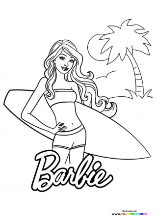 Barbie on the beach - Coloring Pages ...