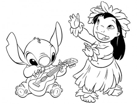 Get This Lilo and Stitch Coloring Pages Stitch Playing Ukulele and Lilo  Dancing !
