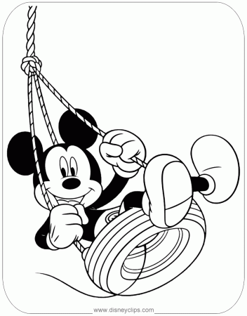 Mickey in a tire swing coloring page #mickeymouse | Mickey coloring pages,  Disney coloring pages, Coloring pages