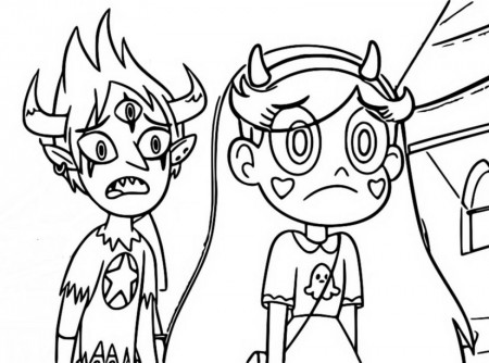 Coloring page Star vs the forces of evil : Star Butterfly and Tom Lucitor 2