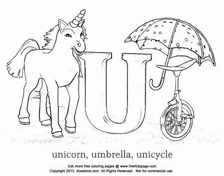 Letter U Coloring ABC's - Free Coloring Pages for Kids - Printable Colouring  Sheets