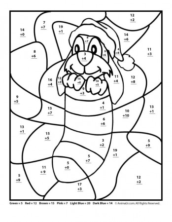 Christmas Puppy Math Worksheet Coloring Page - Free Printable Coloring Pages  for Kids