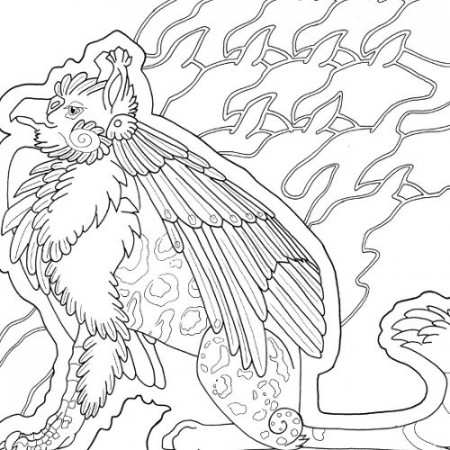 Gryphon Coloring Page for Adults - Root Inspirations