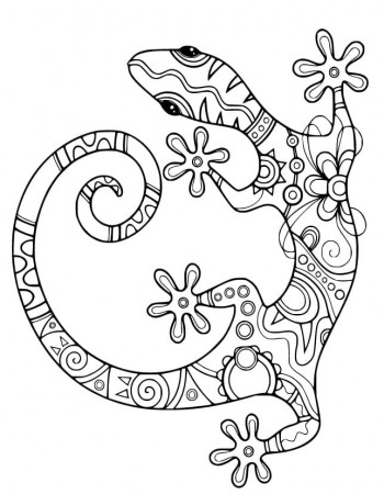 Zentangle Gecko Coloring Page - Free Printable Coloring Pages for Kids