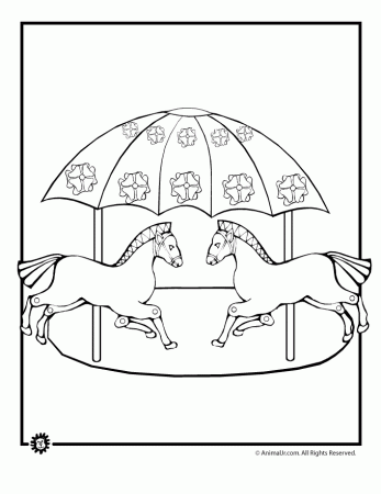 Merry Go Round Coloring Page - Woo! Jr. Kids Activities