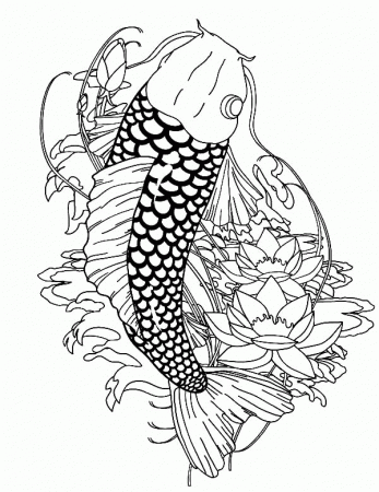 Koi Fish Coloring Page - Coloring Pages for Kids and for Adults