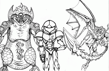 Metroid Prime Coloring Pages Sketch Coloring Page