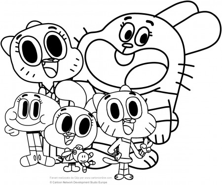 Watterson Family (The amazing world of Gumball) coloring pages