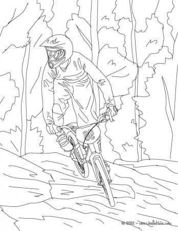 Mountain Bike cycling sport coloring page. More sports coloring pages on  hellokids.com | Sports coloring pages, Coloring pages, Color activities