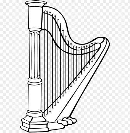 harp black white line art coloring book - harp clipart black and white PNG  image with transparent background | TOPpng